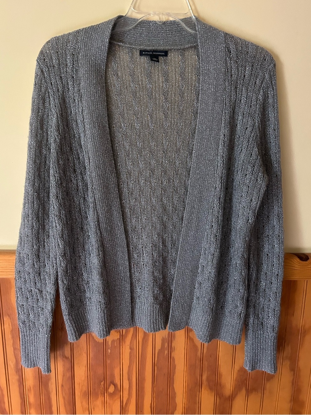 Banana Republic Open-Front Cable Knit Cardigan - Gray/Silver